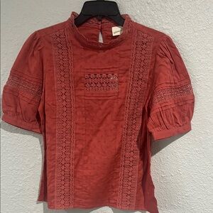Women's Rust color Lace Detail Top